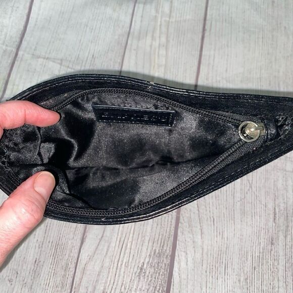 Express women mini clutch or cosmetic bag black shimmer 8.5”x5” - Picture 3 of 6